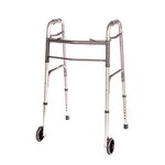 Healthline 2-Button Deluxe Folding Walker with Front 5'' Wheels