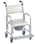 Aluminum Shower Chair with Opening Commode and Wheels