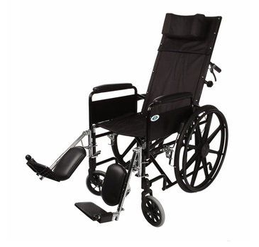 Healthline 18" Recliner Wheelchair with Detachable Full Arms Padded Flip Back & ELR
