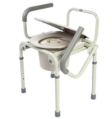 Healthline Bedside Commode with Folding Armrests and Adjustable Legs