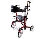 Healthline Atlantis Red Walker Rollator with Fold Up 10'' Wheels and Removable Back Support