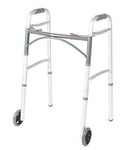 Healthline Deluxe Folding Walker with Front  5'' Wheels, Glides and Adjustable Height