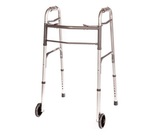 Healthline Deluxe Folding Walker with Front 5'' Wheels, Glides and Adjustable Height