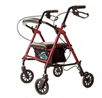 Healthline Lightweight Red Rollator with Aluminum Loop Break