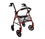 Healthline Red Walker Rollator with Fold Up 7.5'' Wheels and Removable Back Support