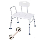 Healthline Shower Transfer Bench with Back and Suction Cup Grab Bar
