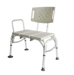Healthline White Transfer Bench with Back and Adjustable Height Legs